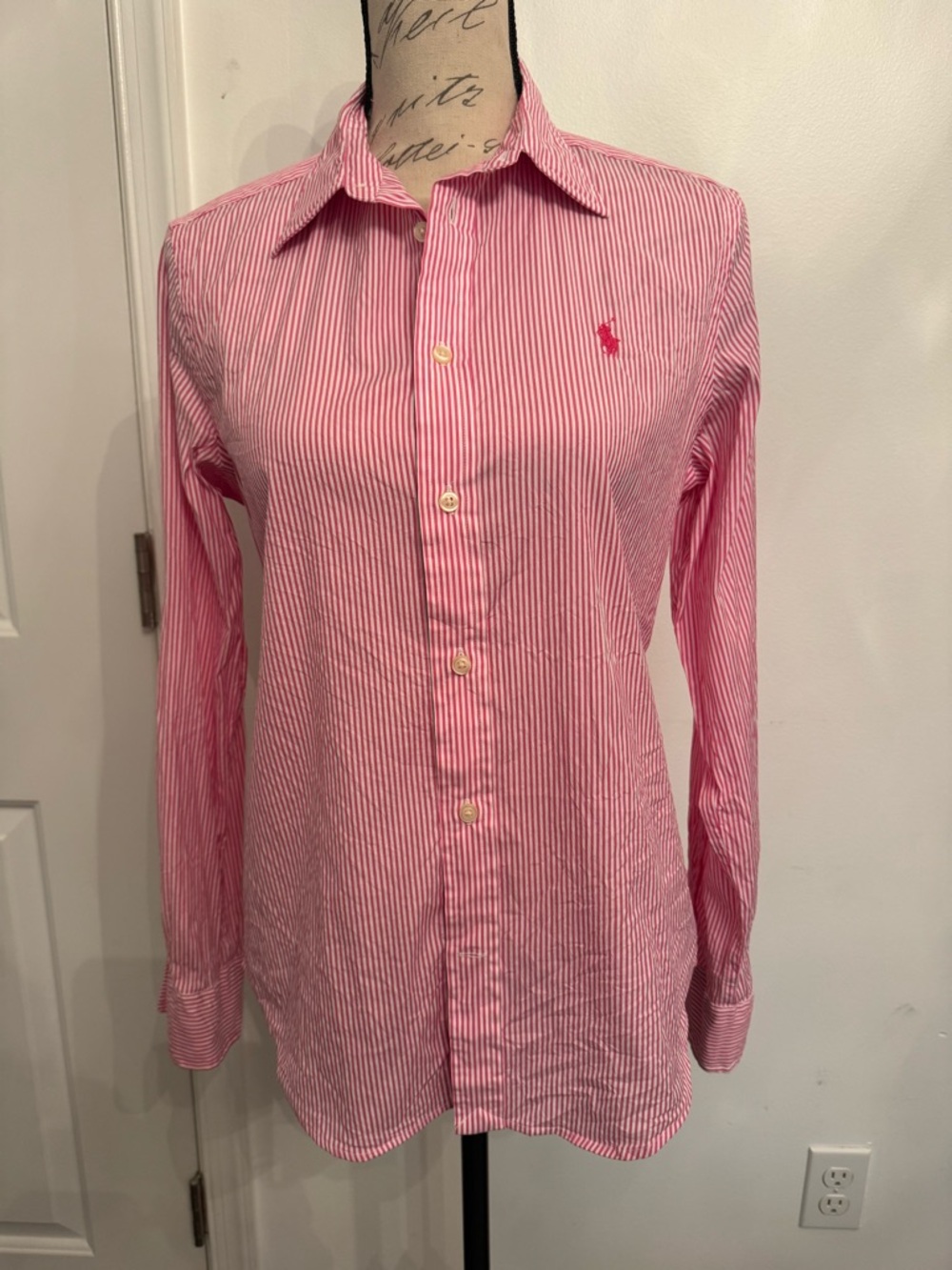 Ralph Lauren Pink & White Striped Button-Up Shirt